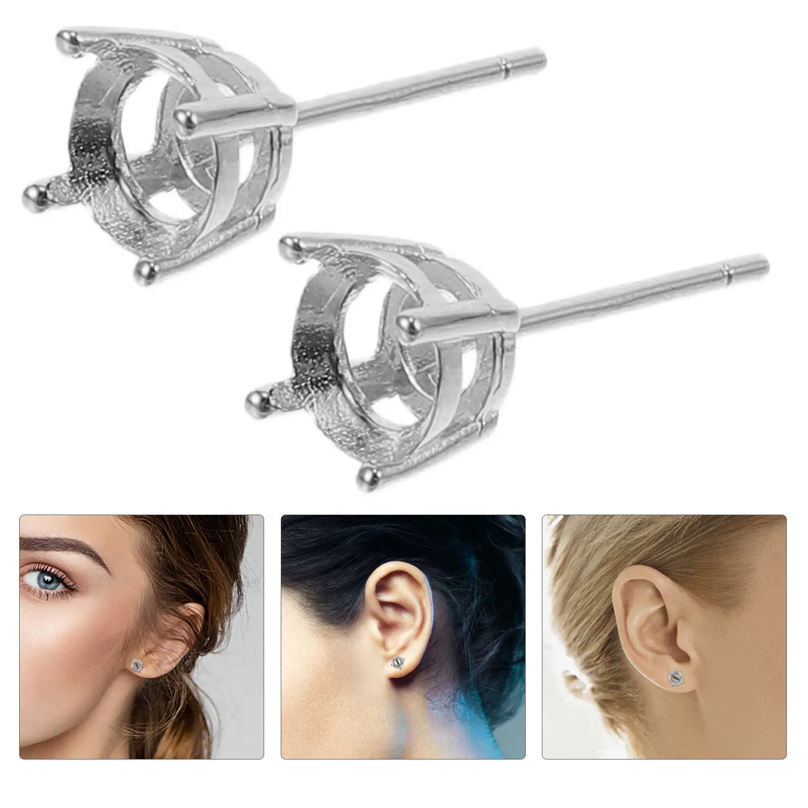 2 Pcs Sterling Silver Earring Accessories Earrings Setting for Jewelry Making DIY Post 925 Posts Prong Settings Component
2 Pcs Sterling Silver Earring Accessories Earrings Setting for Jewelry Making DIY Post 925 Posts Prong Settings Component