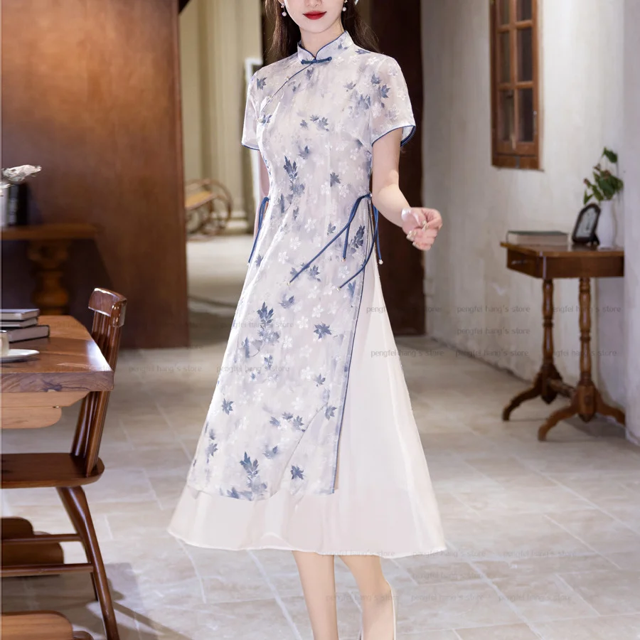 Vintage Improved Cheongsam Women Elegant Aodai Qipao Chinese Style Dress Long Print Qipao Lady Casual Evening Party Wear
Vintage Improved Cheongsam Women Elegant Aodai Qipao Chinese Style Dress Long Print Qipao Lady Casual Evening Party Wear