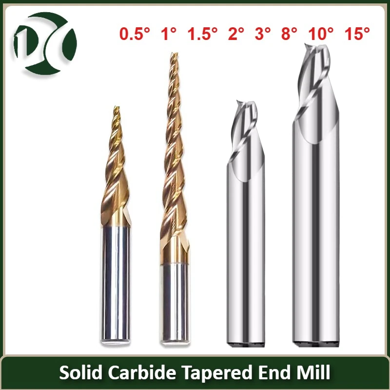 Solid Carbide Tapered End Mill, Angle CNC Router Bits for Metal, Degree 0.5°/1°/1.5°/2°/3°/8°/10°/15°
Solid Carbide Tapered End Mill, Angle CNC Router Bits for Metal, Degree 0.5°/1°/1.5°/2°/3°/8°/10°/15°