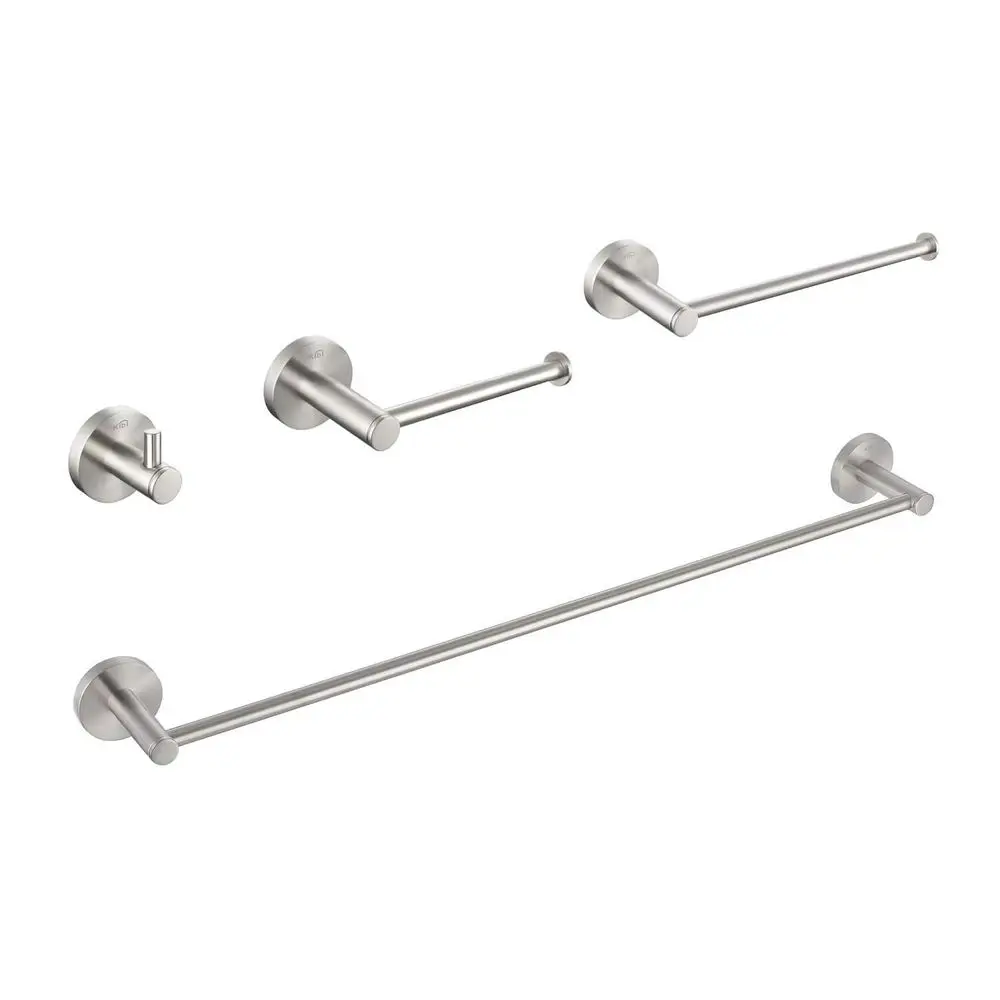 Circular 4Piece Bathroom Hardware Set in Brushed Nickel Includes Towel Bar, Towel Ring, Toilet Paper Holder, and Robe Hook Dura
Circular 4Piece Bathroom Hardware Set in Brushed Nickel Includes Towel Bar, Towel Ring, Toilet Paper Holder, and Robe Hook Dura