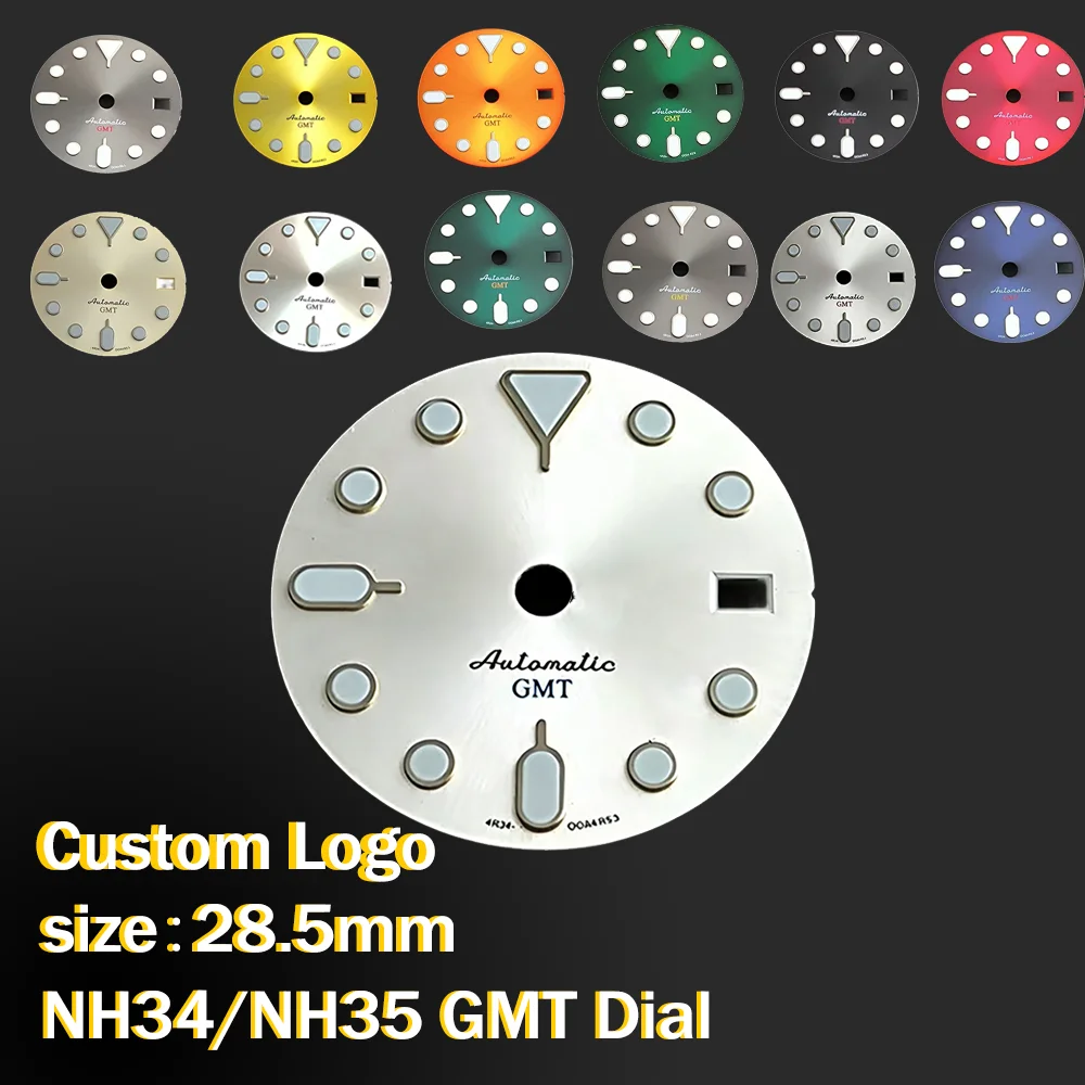 28.5mm Watch Dial for NH35 NH36 Movement, Custom Logo, GMT Function Compatible, Men's Watch Modification Parts
28.5mm Watch Dial for NH35 NH36 Movement, Custom Logo, GMT Function Compatible, Men's Watch Modification Parts