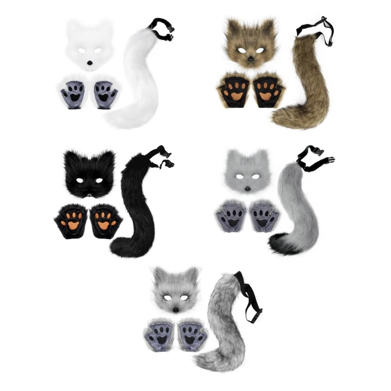 Plush Foxes Mask, Tail, Gloves, Animal Dress up Costume for Kid Adult Cosplay N7YF
Plush Foxes Mask, Tail, Gloves, Animal Dress up Costume for Kid Adult Cosplay N7YF