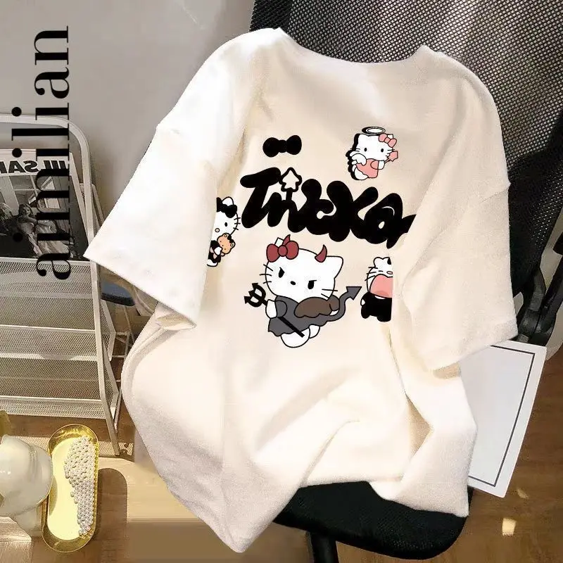 Футболка Hello Kitty, студенческая дофаминная футболка с короткими рукавами, женская летняя свободная одежда KT Cat Design Sense с короткими рукавами
Футболка Hello Kitty, студенческая дофаминная футболка с короткими рукавами, женская летняя свободная одежда KT Cat Design Sense с короткими рукавами