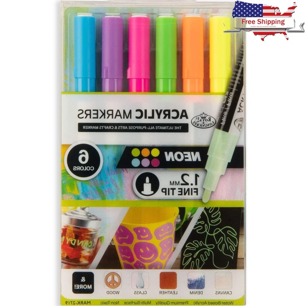 6 Pack Neon Acrylic Markers Non-Toxic Art Markers Multi-Surface Painting Drawing Fine Point Paint Pens Artists Students Crafts
6 Pack Neon Acrylic Markers Non-Toxic Art Markers Multi-Surface Painting Drawing Fine Point Paint Pens Artists Students Crafts