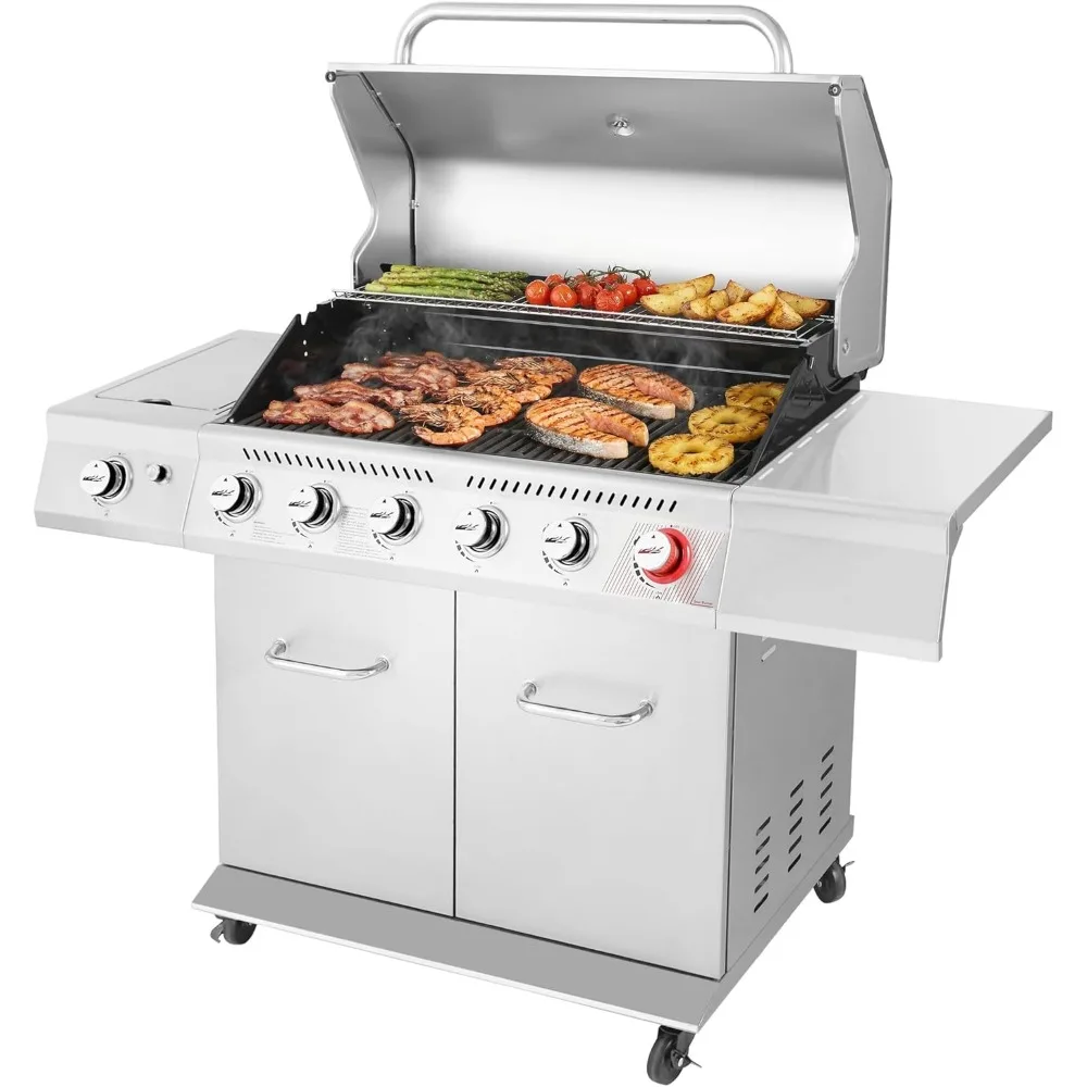 6 Burner Propane Gas Grill with Side Burner Warming Rack 74000 BTU Cabinet Style Outdoor BBQ for Backyard Cooking
6 Burner Propane Gas Grill with Side Burner Warming Rack 74000 BTU Cabinet Style Outdoor BBQ for Backyard Cooking