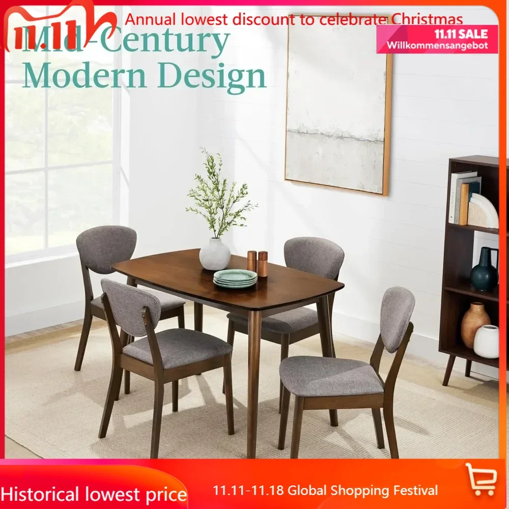 5-Piece Dining Set, Compact Mid-Century Modern Table & Chair Set for Home, Apartment w/ 4 Chairs, Padded Seats & Backrests··
5-Piece Dining Set, Compact Mid-Century Modern Table & Chair Set for Home, Apartment w/ 4 Chairs, Padded Seats & Backrests··