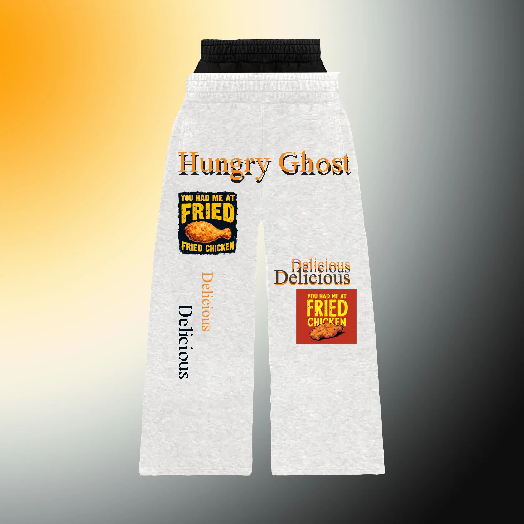 Street style fashionable pants with printed hot food multifunctional casual pants for couples, niche style wide leg pants
Street style fashionable pants with printed hot food multifunctional casual pants for couples, niche style wide leg pants