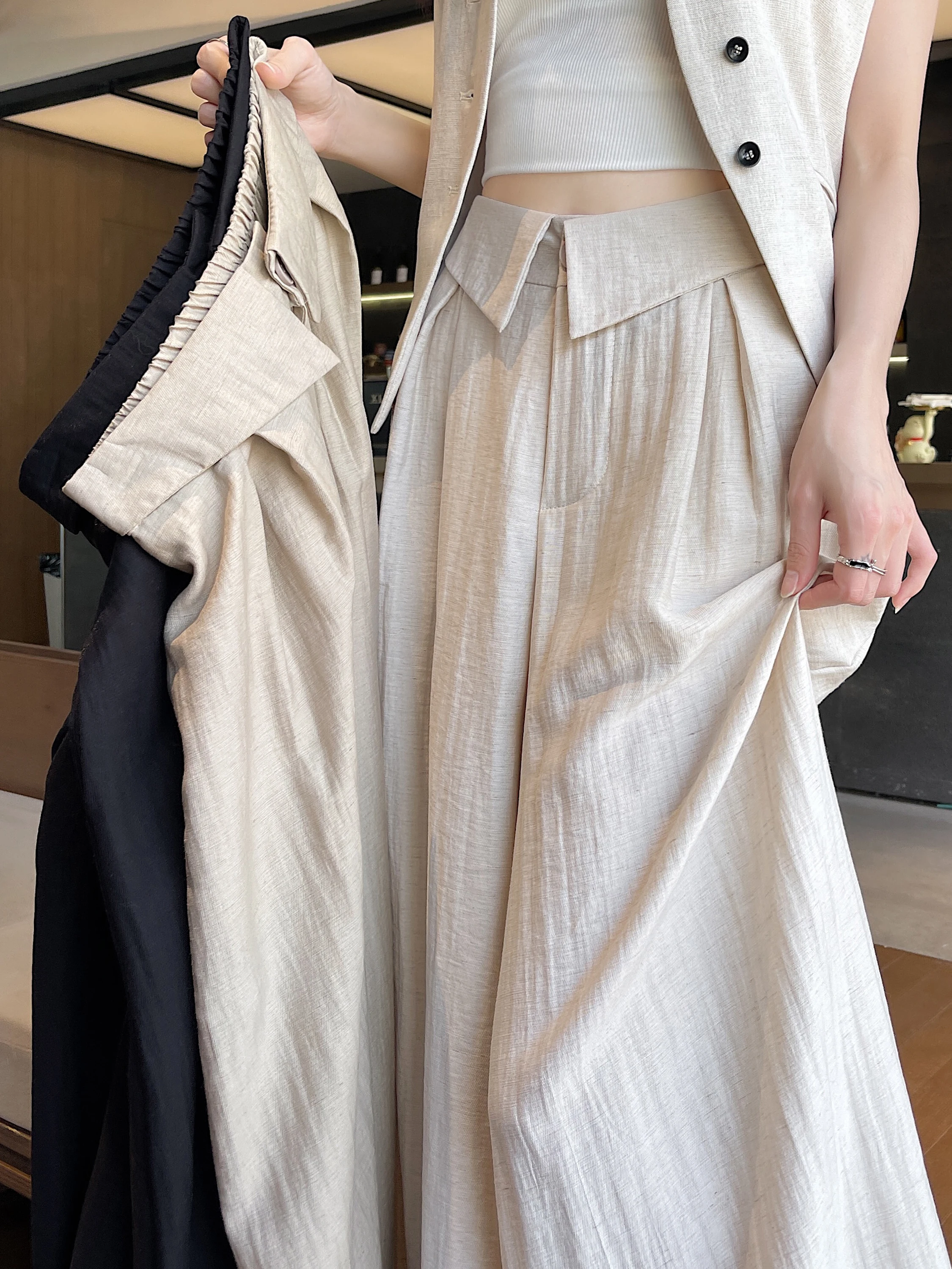 High-End Feelings Ice Silk Linen Wide Leg Pants Women Summer Thin Long Skirt Slimming Hip Covering Loose Drapey Yamamoto Pants
High-End Feelings Ice Silk Linen Wide Leg Pants Women Summer Thin Long Skirt Slimming Hip Covering Loose Drapey Yamamoto Pants