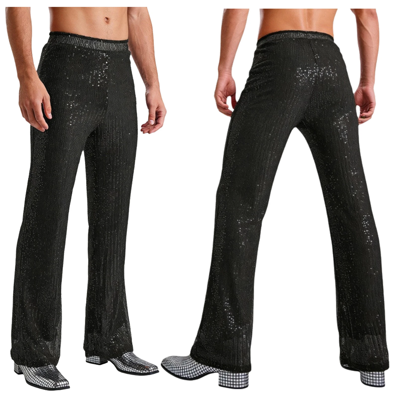 Мужские эластичные блестящие брюки для дискотек с высокой талией для взрослых, длинные свободные брюки с полной подкладкой, блестящие брюки для клубной вечеринки
Мужские эластичные блестящие брюки для дискотек с высокой талией для взрослых, длинные свободные брюки с полной подкладкой, блестящие брюки для клубной вечеринки