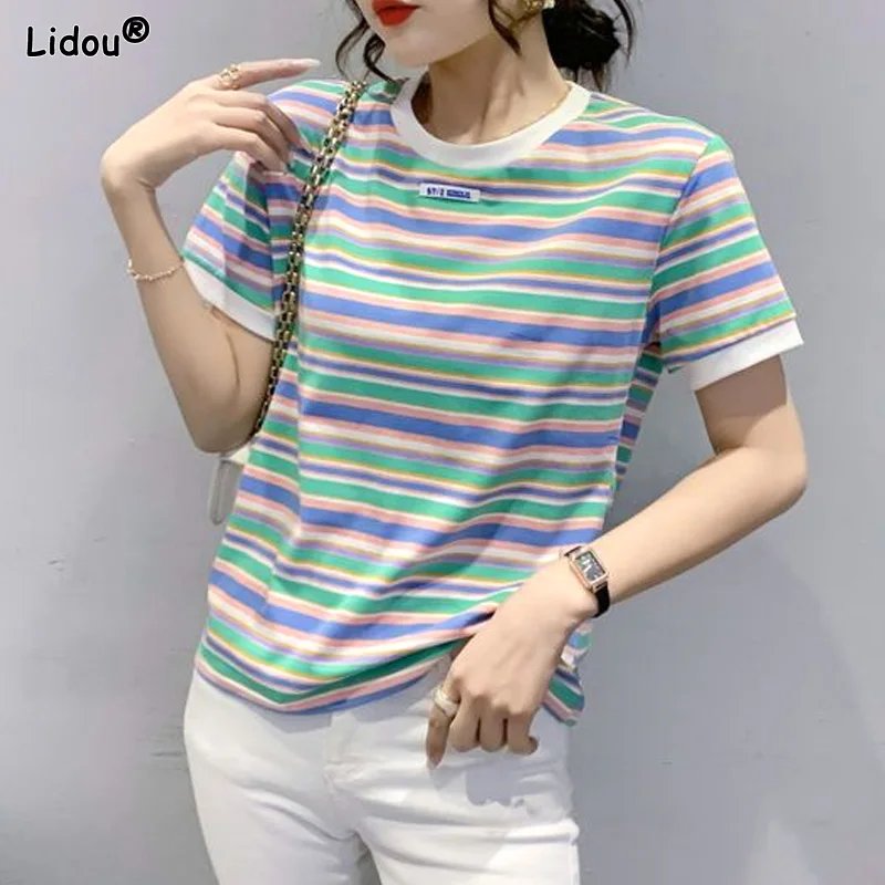 T-Shirts Solid Round Neck Tops Comfortable Pullovers Striped Fashion Casual Women's Clothing Thin Loose Spring Summer Simplicity
T-Shirts Solid Round Neck Tops Comfortable Pullovers Striped Fashion Casual Women's Clothing Thin Loose Spring Summer Simplicity