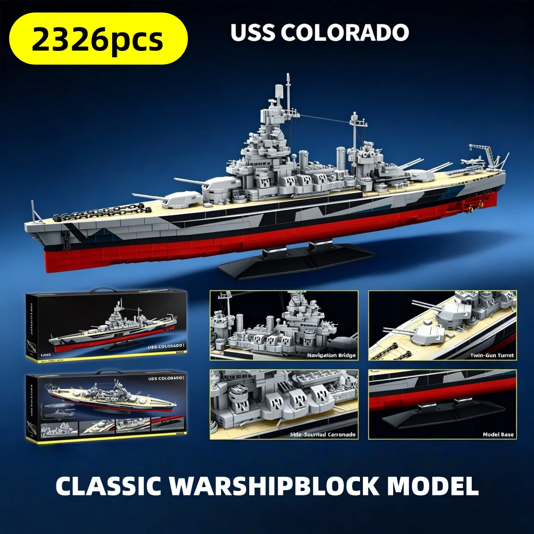 2326pcs USS Colorado Battleship Carrier Assembly Model Educational Toy DIY MOC Building Blocks Brick Set Boys Gift
2326pcs USS Colorado Battleship Carrier Assembly Model Educational Toy DIY MOC Building Blocks Brick Set Boys Gift