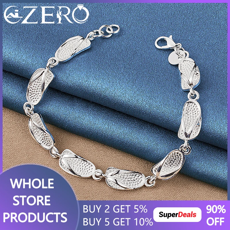 ALIZERO 925 Sterling Silver Flip-Flop Slippers Chain Bracelet For Women Men Wedding Fashion Party Jewelry Trend Accessories
ALIZERO 925 Sterling Silver Flip-Flop Slippers Chain Bracelet For Women Men Wedding Fashion Party Jewelry Trend Accessories