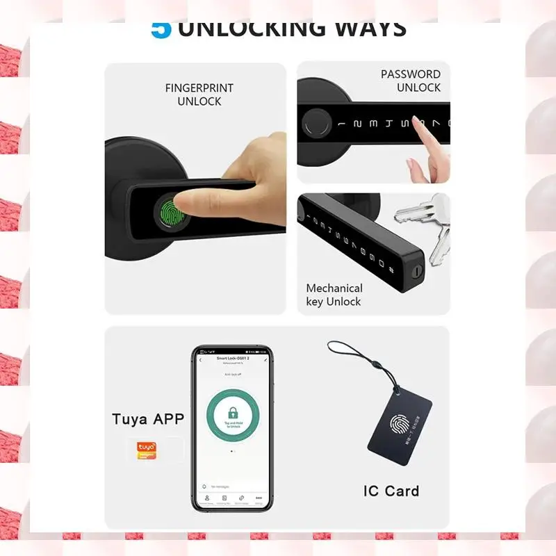 ABGN Tuya Smartlife APP Smart Fingerprint Password RFID IC Card Single Latch Lock Dead Bolt For Indoor Home Door(B) Easy To Use
ABGN Tuya Smartlife APP Smart Fingerprint Password RFID IC Card Single Latch Lock Dead Bolt For Indoor Home Door(B) Easy To Use
