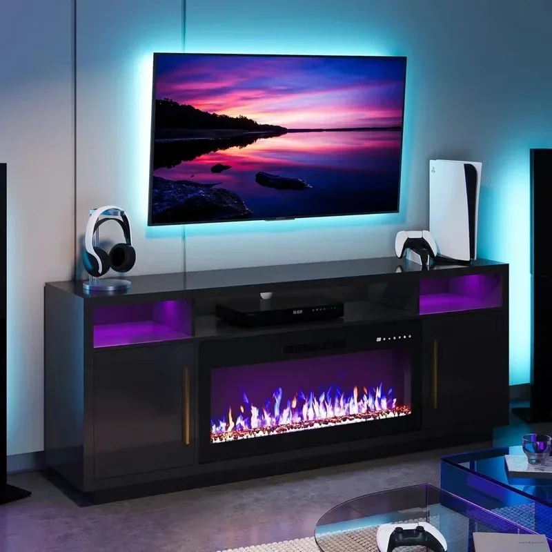 1370" TV Stand for TVs Up to 75" with LED Lights and 36" Electric Fireplace Heater, Entertainment Center with Storage Cabinet
1370" TV Stand for TVs Up to 75" with LED Lights and 36" Electric Fireplace Heater, Entertainment Center with Storage Cabinet
