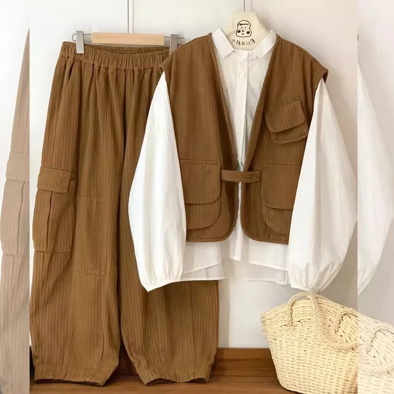 Large Size 300 Pou Men's Casual Faion Vintage irt Vest Pants Tee-piece Set Outdoor Wear Combination Autumn Long Sve
Large Size 300 Pou Men's Casual Faion Vintage irt Vest Pants Tee-piece Set Outdoor Wear Combination Autumn Long Sve