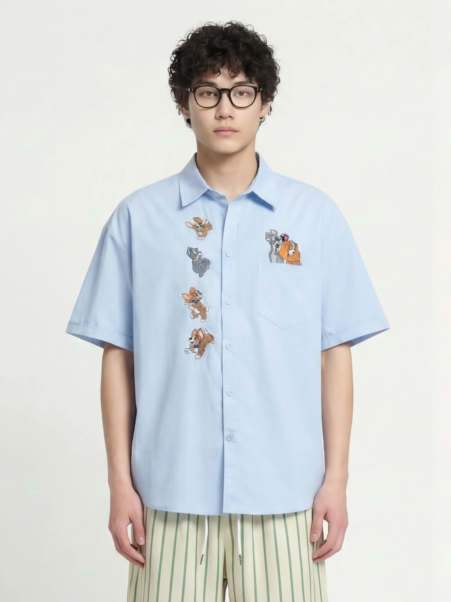 Loose Fit ort Sve irt from Cartoon Embroidery Side Stitch Design Breathable Cotton Casual Sle for Youth Summer
Loose Fit ort Sve irt from Cartoon Embroidery Side Stitch Design Breathable Cotton Casual Sle for Youth Summer