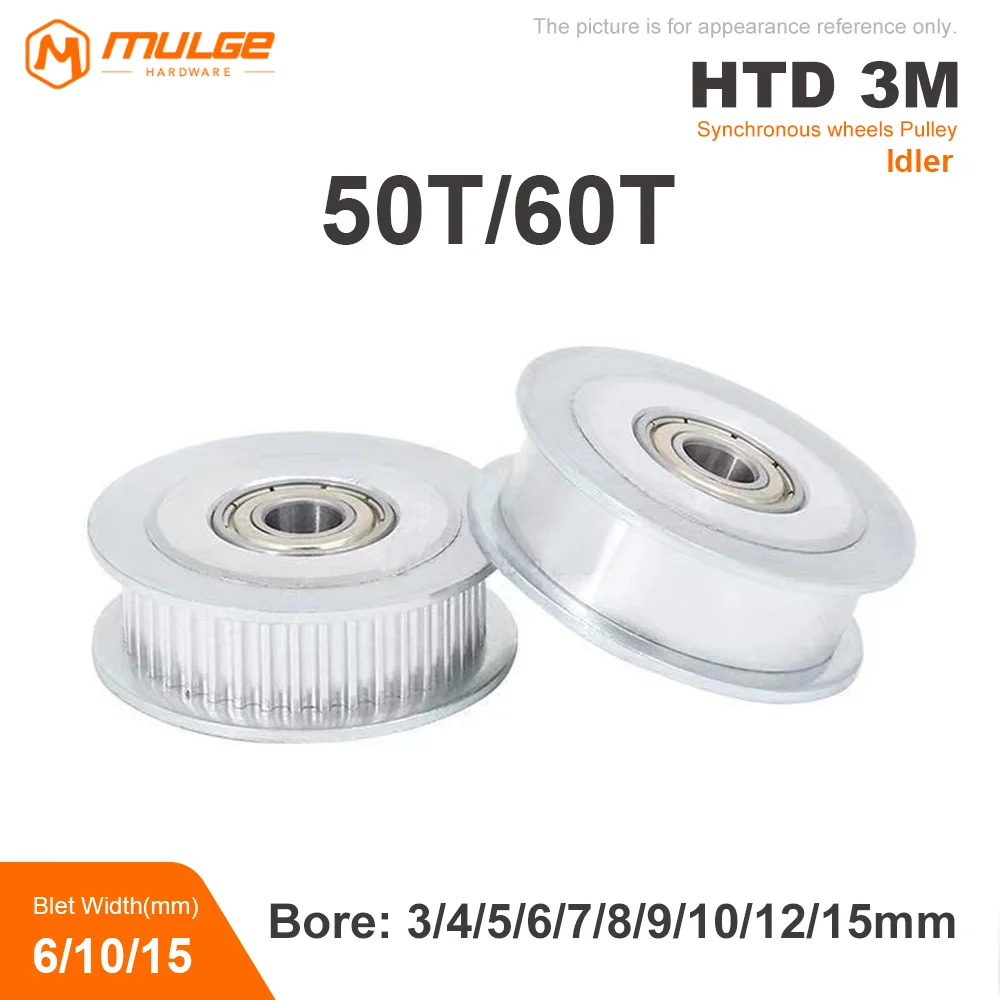 Idler Type 50T/60Teeth HTD 3M Timing Pulley Bore 3/4/5/6/7/8/9/10/12/15mm for 6/10/15mm Width Belt Used In Linear Pulley 3GT
Idler Type 50T/60Teeth HTD 3M Timing Pulley Bore 3/4/5/6/7/8/9/10/12/15mm for 6/10/15mm Width Belt Used In Linear Pulley 3GT