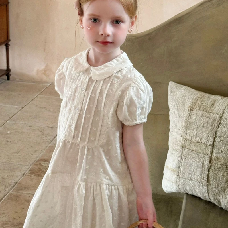 Summer Girls Dress 2024 New Casual and Comfortable Solid Color Flower Puff Sleeve Doll Collar Dress Fashion Loose Girls Clothing
Summer Girls Dress 2024 New Casual and Comfortable Solid Color Flower Puff Sleeve Doll Collar Dress Fashion Loose Girls Clothing