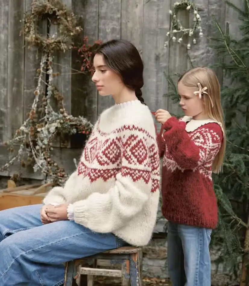 Fair Island Craft Round Neck Long Sleeve Warm Classic Slimming Solid Color Series mohair Warm Knitted Sweater Top Hand Knitted
Fair Island Craft Round Neck Long Sleeve Warm Classic Slimming Solid Color Series mohair Warm Knitted Sweater Top Hand Knitted