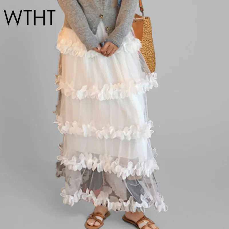 WTHT Fashion New Women's Spliced 3D Flower Multilayer Mesh Cake Skirts 2025 Spring High Waist A-line Long Skirt Female 1LS1036
WTHT Fashion New Women's Spliced 3D Flower Multilayer Mesh Cake Skirts 2025 Spring High Waist A-line Long Skirt Female 1LS1036