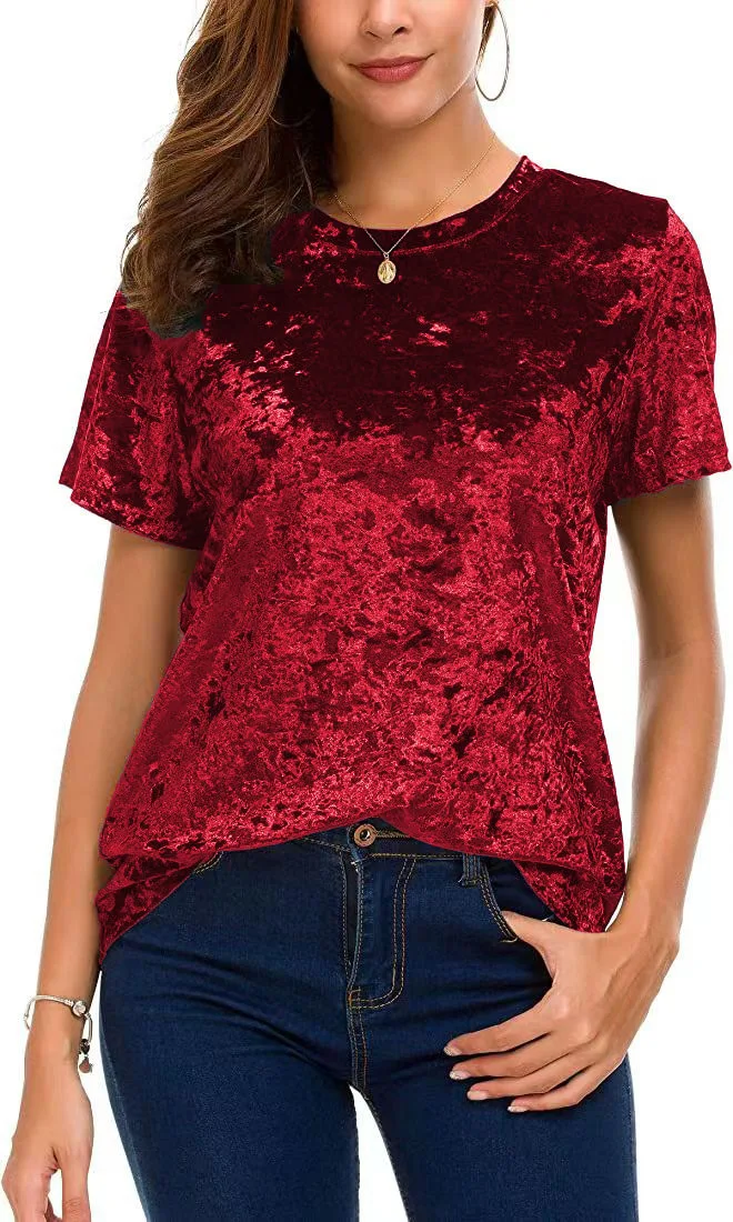 Plus Size Women's Crushed Velvet Short Sleeve T-Shirt Round Neck Casual Loose Top
Plus Size Women's Crushed Velvet Short Sleeve T-Shirt Round Neck Casual Loose Top