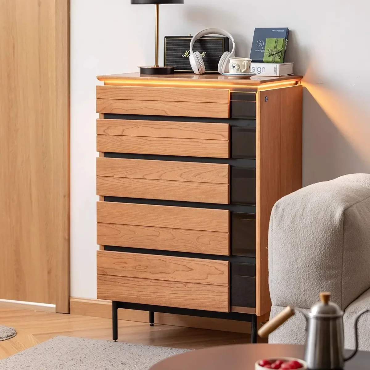Cherry wood Nordic small apartment bedroom living room side cabinet storage locker
Cherry wood Nordic small apartment bedroom living room side cabinet storage locker