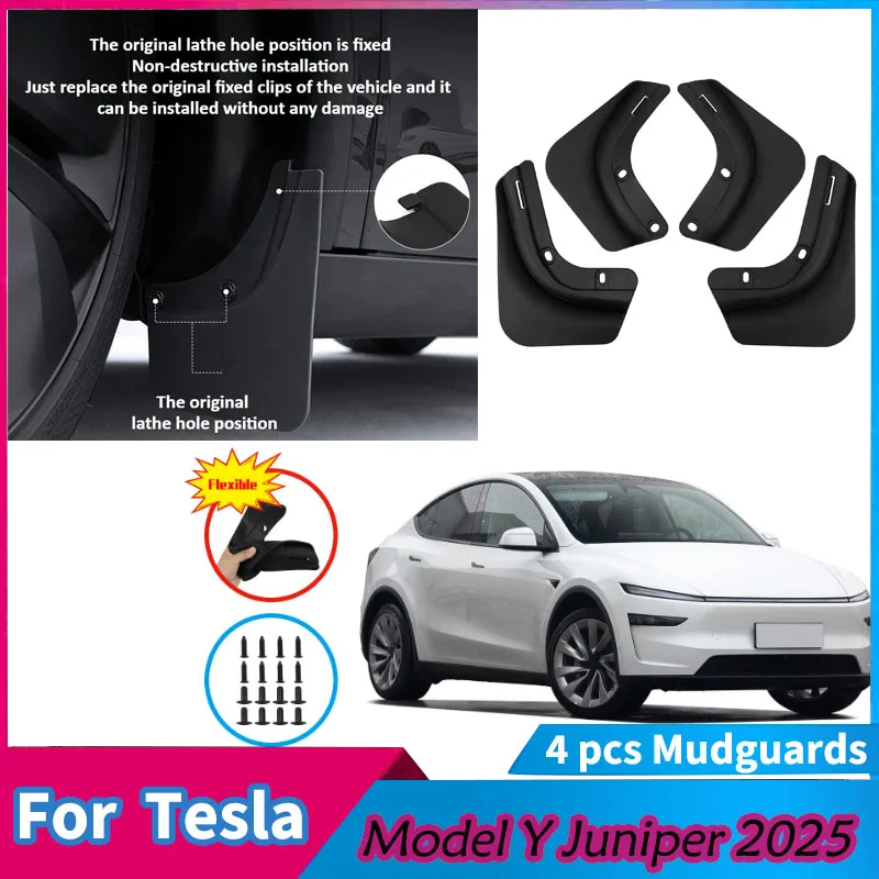 4pcs Mud Flaps for Tesla Model Y Juniper 2025 TPE Rubber Mudguards Design Fender Anti-Sand Tire Mudguard Accessories Body kits
4pcs Mud Flaps for Tesla Model Y Juniper 2025 TPE Rubber Mudguards Design Fender Anti-Sand Tire Mudguard Accessories Body kits
