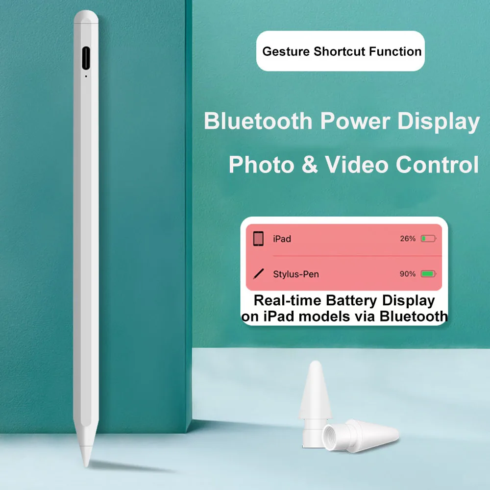 Stylus Pen for iPad 2018+, Bluetooth, Palm Rejection, Tilt Pressure, Magnetic Attachment, Battery Display, 8-10H Working Time
Stylus Pen for iPad 2018+, Bluetooth, Palm Rejection, Tilt Pressure, Magnetic Attachment, Battery Display, 8-10H Working Time