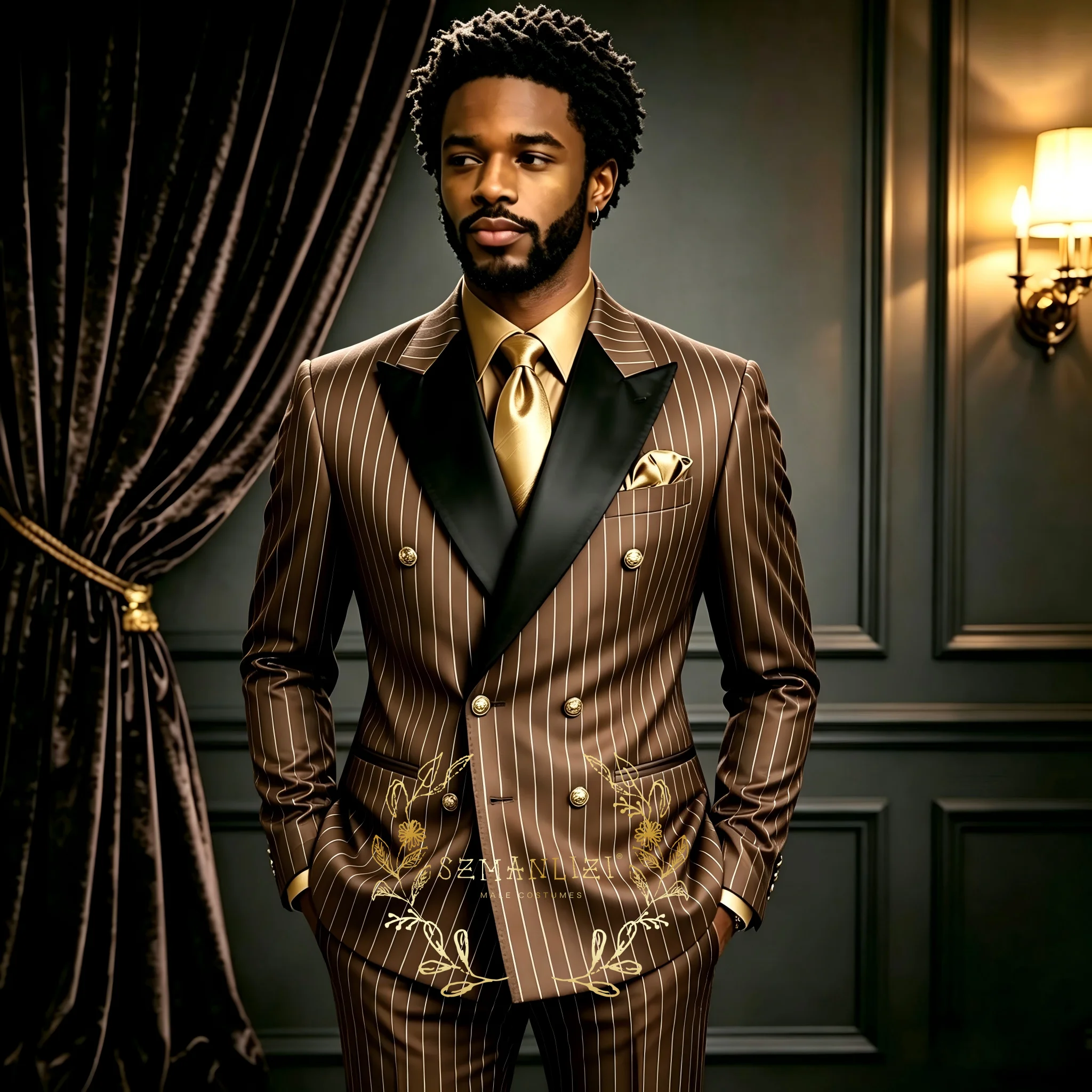 Luxury Brown Striped Men Suit 2 Pieces Jacket Pants Double Breasted Peak Lapel Elegant Formal Business Wedding Groom Tuxedos
Luxury Brown Striped Men Suit 2 Pieces Jacket Pants Double Breasted Peak Lapel Elegant Formal Business Wedding Groom Tuxedos