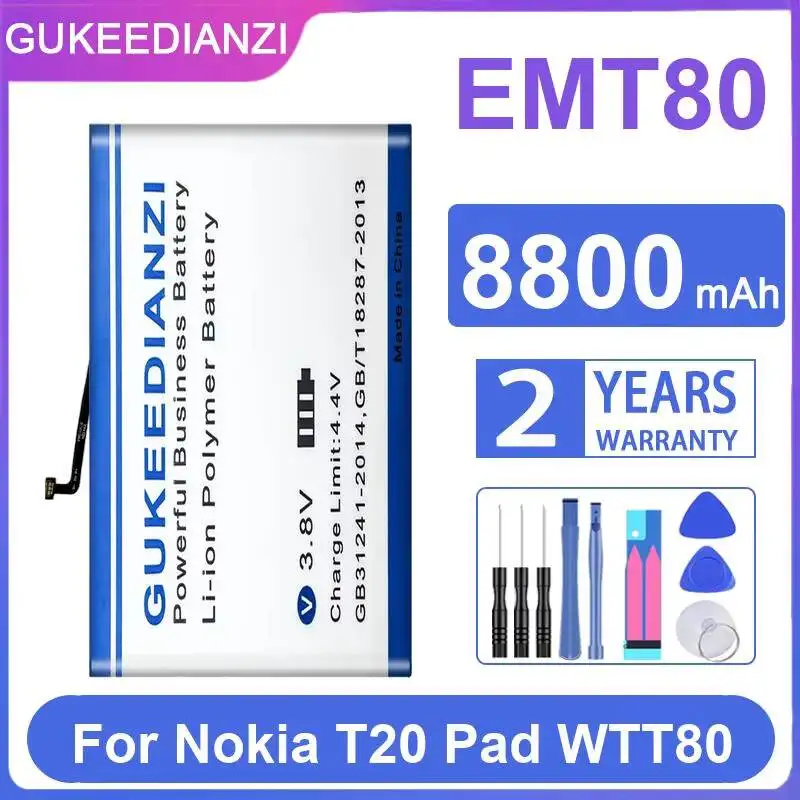 Lightweight Tablet Battery Environmentally Friendly EMT80 For Nokia T20 Pad WTT80 8800mAh
Lightweight Tablet Battery Environmentally Friendly EMT80 For Nokia T20 Pad WTT80 8800mAh