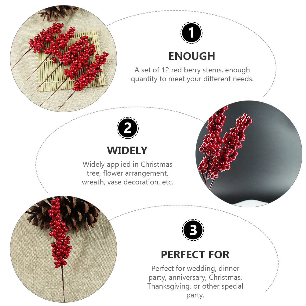 12pcs Simulated Red Fruit String Christmas Berries Garland Artificial Berry Picks Foam Stems Ornament Wedding Party Decoration
12pcs Simulated Red Fruit String Christmas Berries Garland Artificial Berry Picks Foam Stems Ornament Wedding Party Decoration