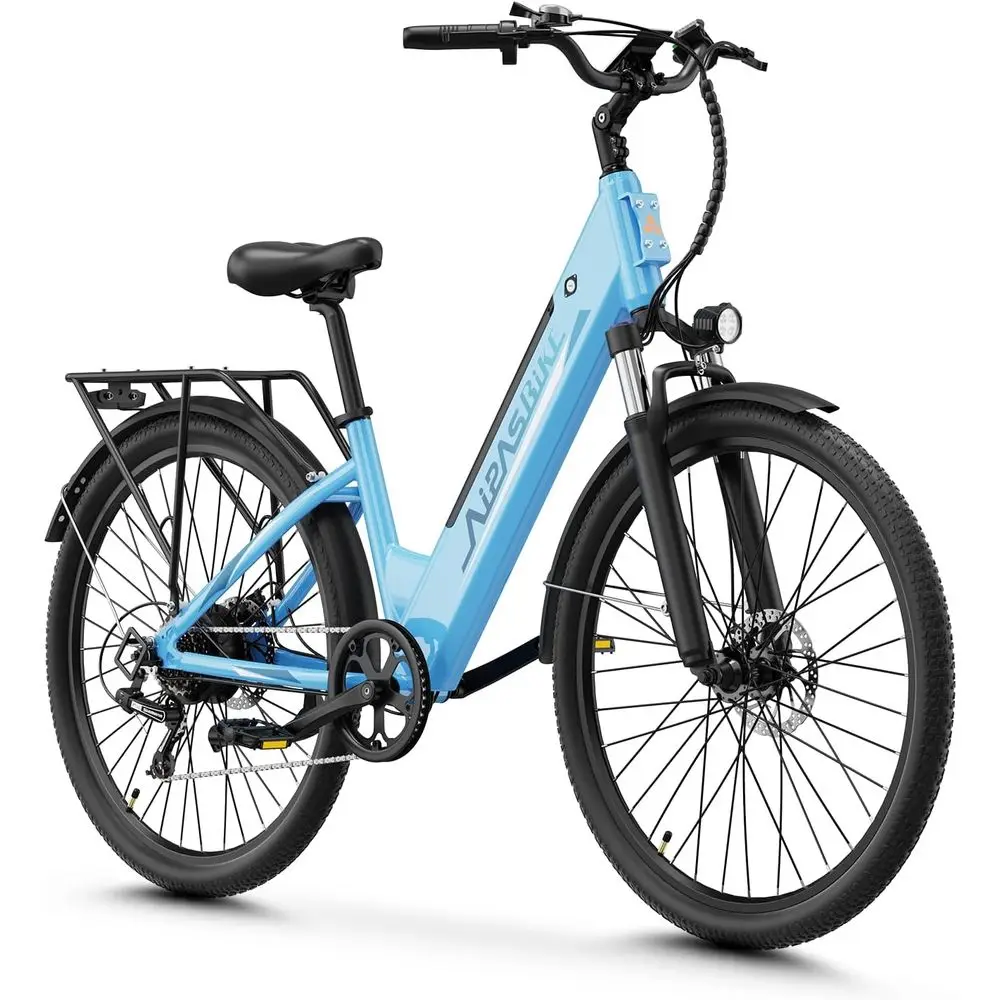 1100W Peak Electric Bike: 48V 12.8Ah, Up to 62 Miles, 28 MPH, 26 Commuter with 7-Speed & Suspension
1100W Peak Electric Bike: 48V 12.8Ah, Up to 62 Miles, 28 MPH, 26 Commuter with 7-Speed & Suspension