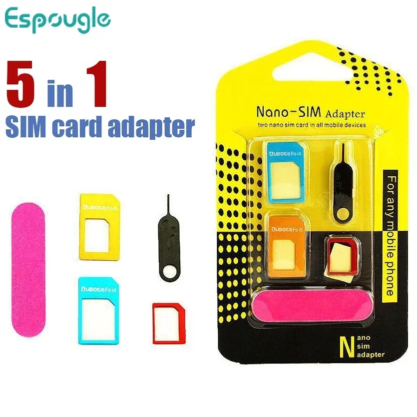 500pcs/lot 5 In 1 Sim Card Nano Adapter Micro Sim Adapters Standard Sim Card Adapters Eject Pin For All Phones
500pcs/lot 5 In 1 Sim Card Nano Adapter Micro Sim Adapters Standard Sim Card Adapters Eject Pin For All Phones