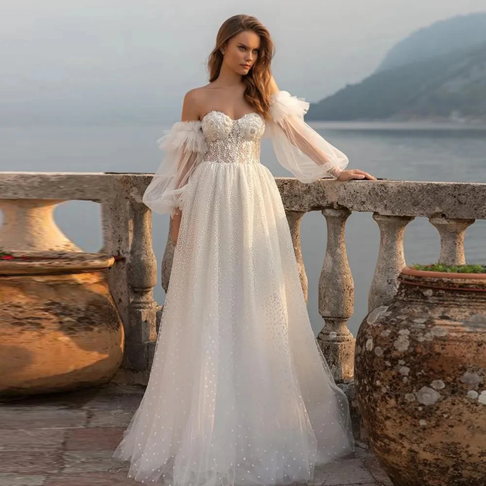 Beautiful Mermaid Wedding Dresses Women Elegant Off Shoulder Fluffy Long Sleeves Sweetheart Bridal Dresses Lace Applique 2023
Beautiful Mermaid Wedding Dresses Women Elegant Off Shoulder Fluffy Long Sleeves Sweetheart Bridal Dresses Lace Applique 2023