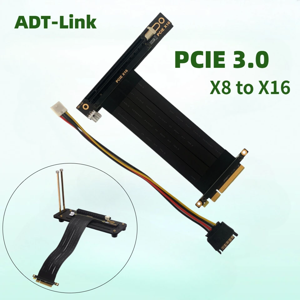 PCIe 3.0 X8 To X16 Standard Universal RTX3060 GPU Extension Cables Riser U2 PCI-E 3.0 8x 16x Gen3 64G/bps for GTX1080ti RX5700xt
PCIe 3.0 X8 To X16 Standard Universal RTX3060 GPU Extension Cables Riser U2 PCI-E 3.0 8x 16x Gen3 64G/bps for GTX1080ti RX5700xt