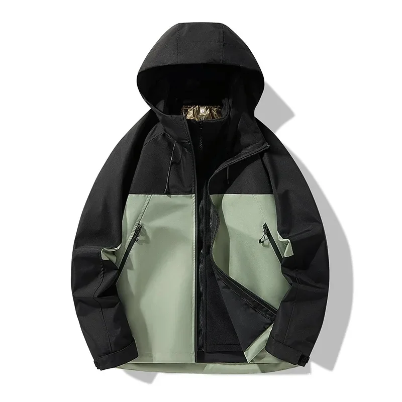 Men Jacket Autumn Winter New Contrast Color Patchwork Male Hooded Coat Windproof Outdoor Sport Three-in-one Man Outerwear
Men Jacket Autumn Winter New Contrast Color Patchwork Male Hooded Coat Windproof Outdoor Sport Three-in-one Man Outerwear