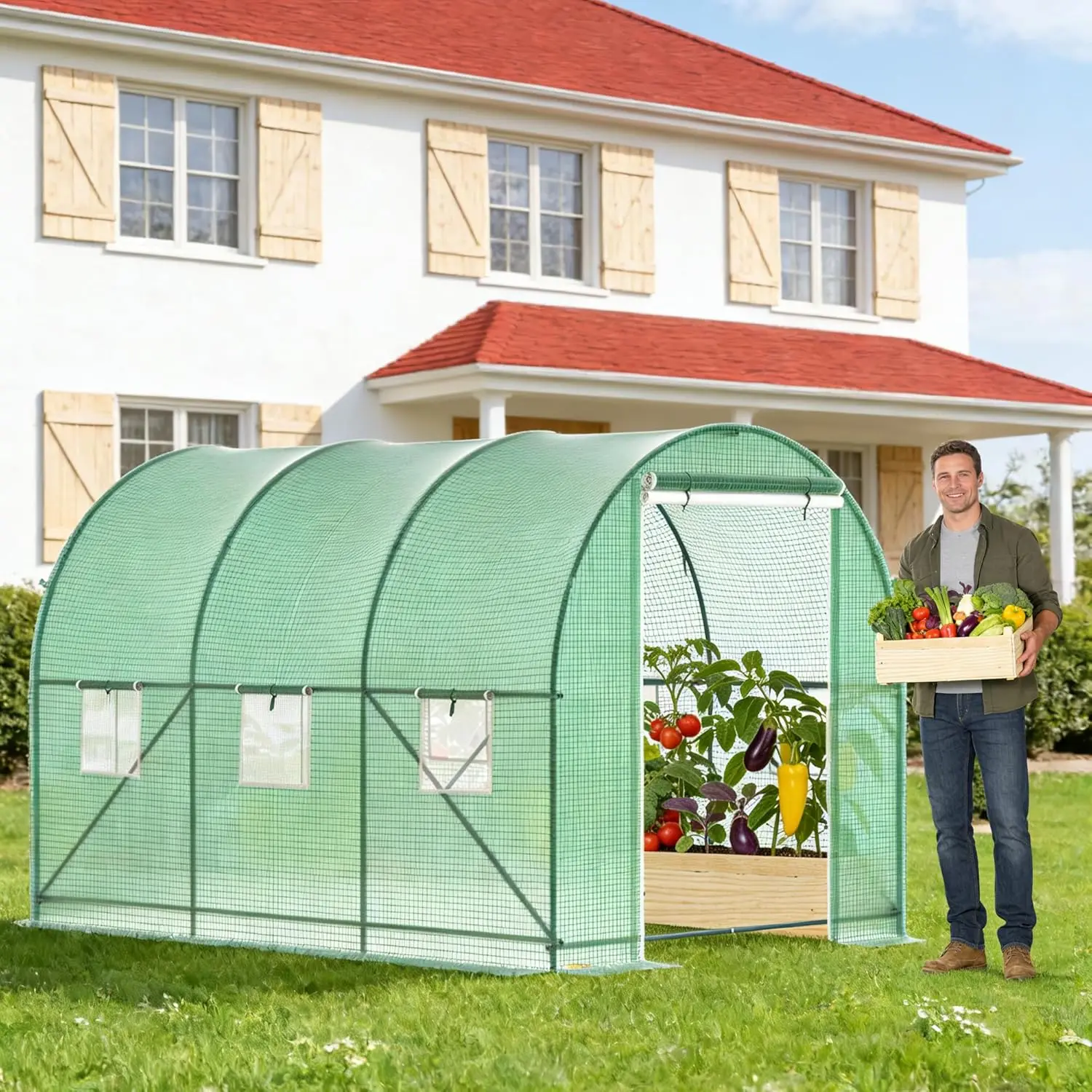 Walk-in Heavy Duty Large Greenhouse 6 Ventilated Screen Windows Roll-up Door Reinforced Frame 10x7x7 FT Outdoor Use, Custom
Walk-in Heavy Duty Large Greenhouse 6 Ventilated Screen Windows Roll-up Door Reinforced Frame 10x7x7 FT Outdoor Use, Custom