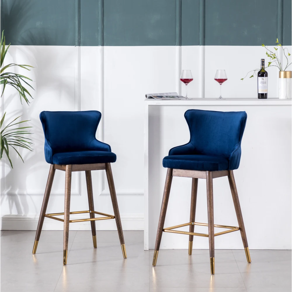 Leland Fabric Upholstered Wingback Bar Stools, Set of 2, Blue
Leland Fabric Upholstered Wingback Bar Stools, Set of 2, Blue