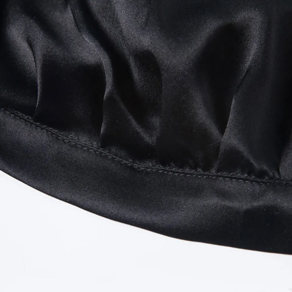 Настоящая шелковая однотонная большая спальная шапочка для защиты волос, прочная для женщин, черная
Настоящая шелковая однотонная большая спальная шапочка для защиты волос, прочная для женщин, черная