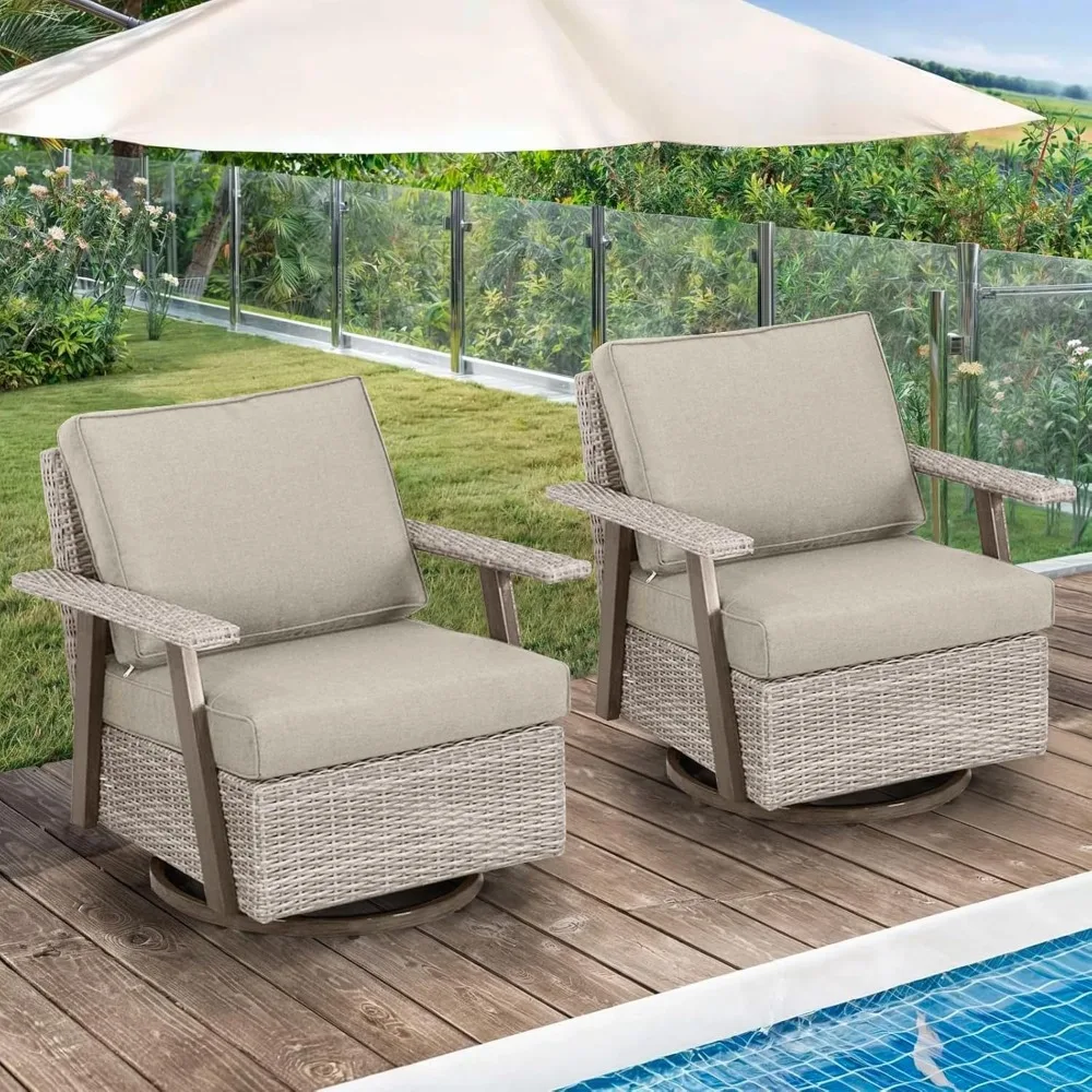 2 Pieces Oversized Outdoor 360° Swivel Rocker Patio Chairs Set, Swiveling Rocking Glider Chairs Set of 2, PE Wicker Rattan Outdo
2 Pieces Oversized Outdoor 360° Swivel Rocker Patio Chairs Set, Swiveling Rocking Glider Chairs Set of 2, PE Wicker Rattan Outdo
