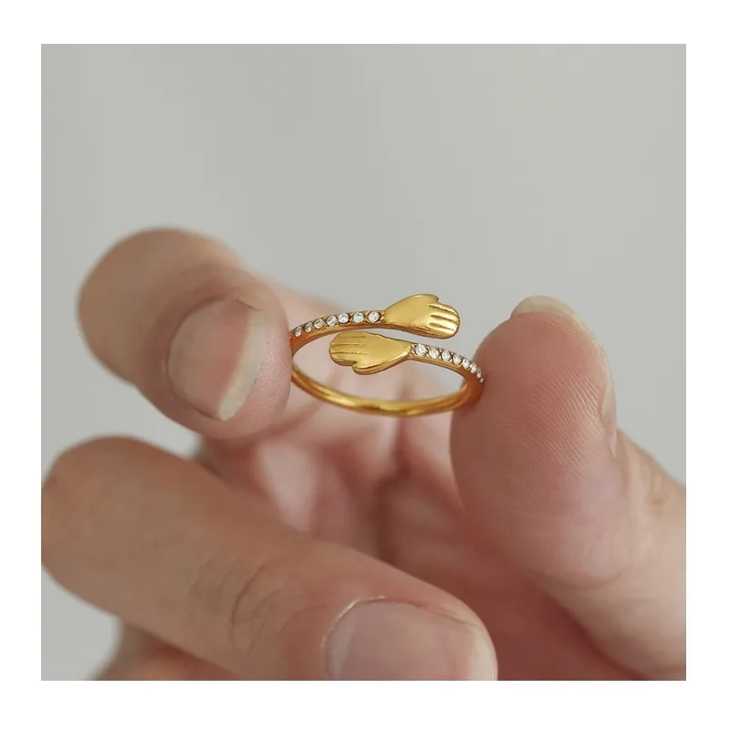 Seattle Love Embrace Zircon Ring Wind Simple Design Open Ring Stainless Steel Plated Real Gold Jewelry
Seattle Love Embrace Zircon Ring Wind Simple Design Open Ring Stainless Steel Plated Real Gold Jewelry