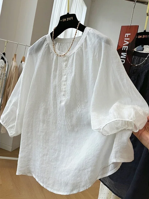 Fashionable round Neck Seven Sleeve Shirt Women's Premium Spring Design Commute Style Korean Loose Fit Color Top
Fashionable round Neck Seven Sleeve Shirt Women's Premium Spring Design Commute Style Korean Loose Fit Color Top