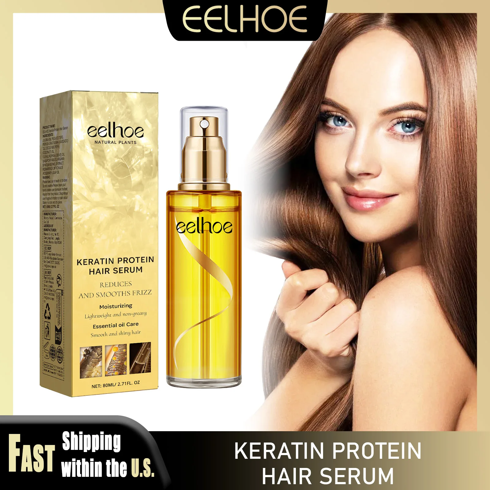EELHOE 80ml Keratin Hair Spray Keep Hair Shiny Reduce Frizz Split Moisturizer Conditioner Soft Smooth For Hair All Hair Types
EELHOE 80ml Keratin Hair Spray Keep Hair Shiny Reduce Frizz Split Moisturizer Conditioner Soft Smooth For Hair All Hair Types