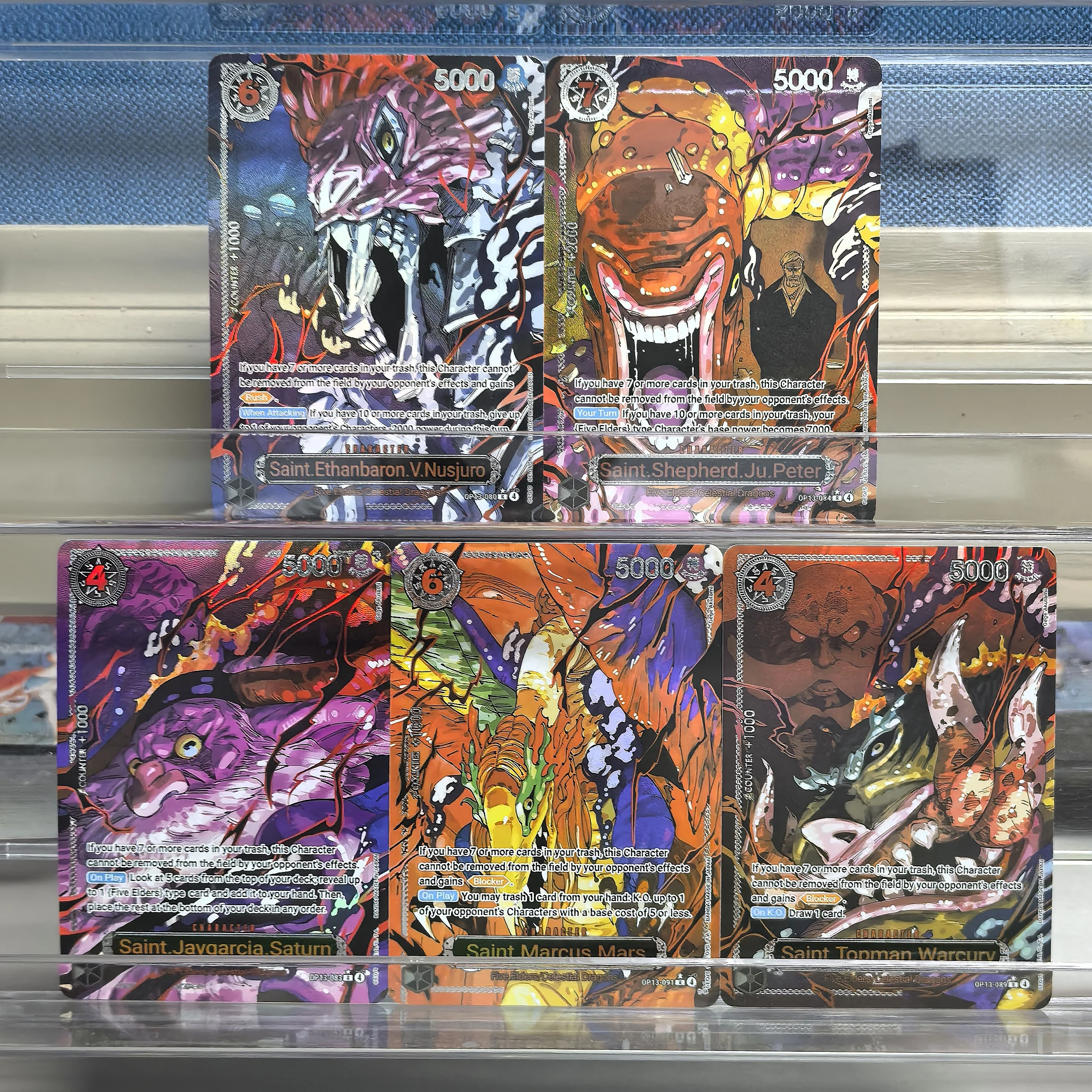 Английская коллекционная карта One Piece Saint.Ethanbaron.V.Nusjuro Jaygarcia.Saturn Marcus.Mars Shepherd.Ju.Peter Topman.Warcury Cards
Английская коллекционная карта One Piece Saint.Ethanbaron.V.Nusjuro Jaygarcia.Saturn Marcus.Mars Shepherd.Ju.Peter Topman.Warcury Cards