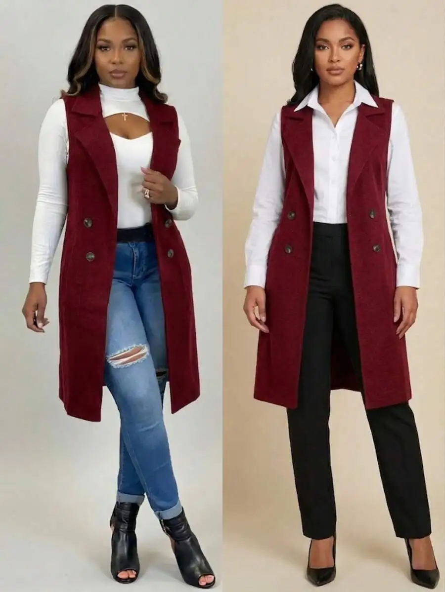 Womens Solid Longline Knit Sweater Vest Sleeveless Open Front Waistcoat With Pockets
Womens Solid Longline Knit Sweater Vest Sleeveless Open Front Waistcoat With Pockets