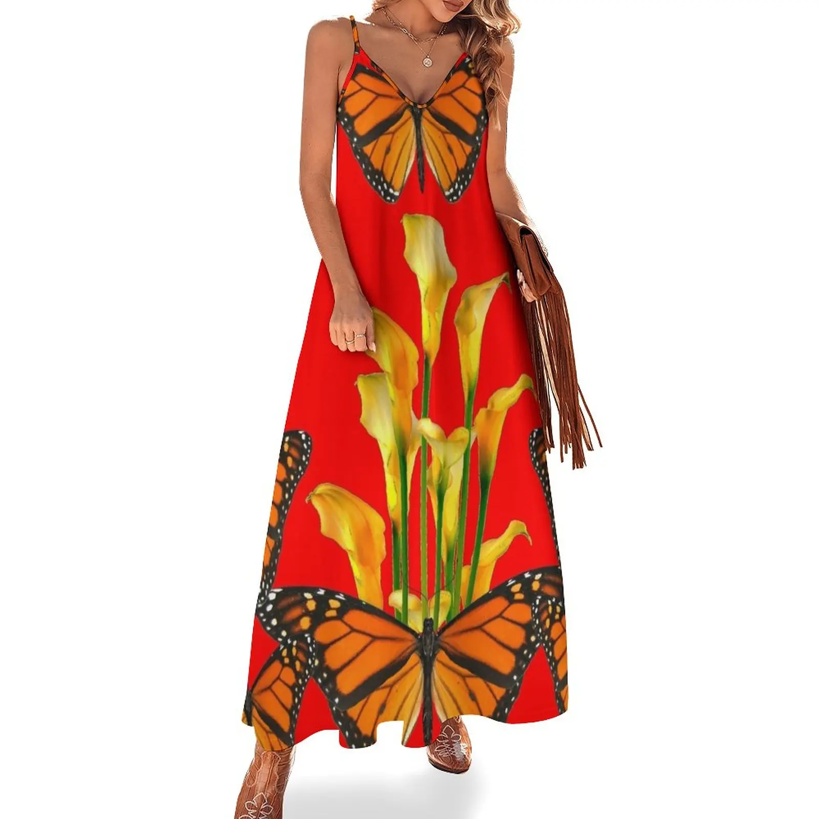 RED ART MONARCH BUTTERFLIES & GOLDEN CALLA LILIES Sleeveless Dress Summer skirt long sleeve dress Dress
RED ART MONARCH BUTTERFLIES & GOLDEN CALLA LILIES Sleeveless Dress Summer skirt long sleeve dress Dress