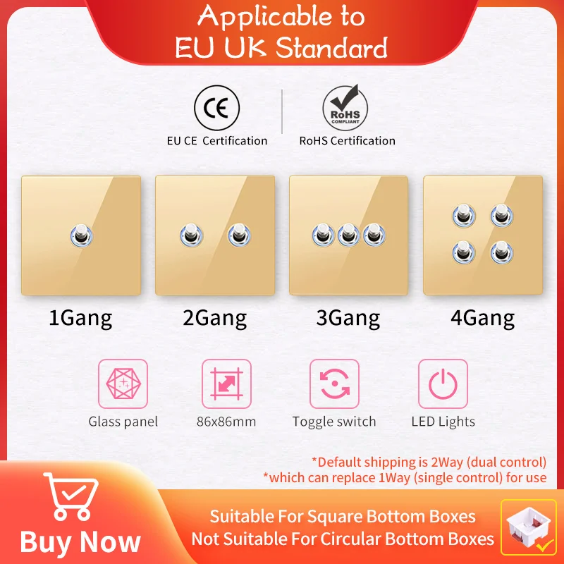 Tempered Glass Panel LED Wall Switch EU UK Standard Outlet Retro Toggle Switch USB TypeC Gold Wall Switch Net SAT Tel TV Socket
Tempered Glass Panel LED Wall Switch EU UK Standard Outlet Retro Toggle Switch USB TypeC Gold Wall Switch Net SAT Tel TV Socket