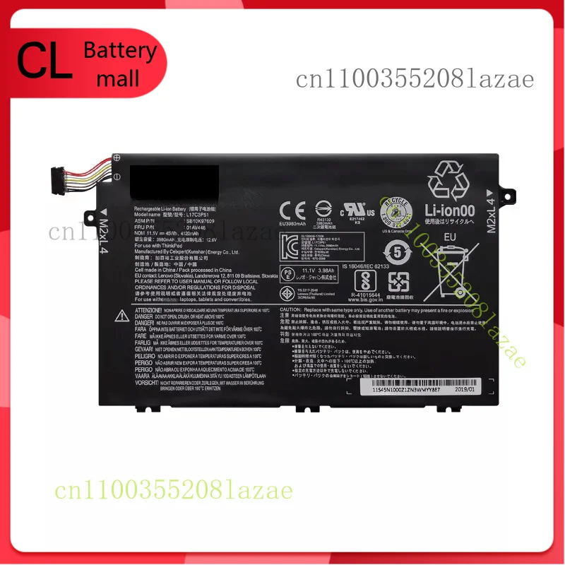 Original L17M3P52 battery For Lenovo Thinkpad E480 E580 E485 E585 E490 R480 R580
Original L17M3P52 battery For Lenovo Thinkpad E480 E580 E485 E585 E490 R480 R580