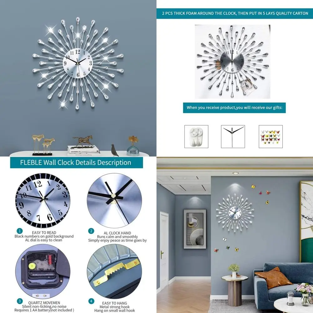Современные бесшумные настенные часы 20 дюймов, на батарейках, для дома и офиса, дизайн с серебряными кристаллами
Современные бесшумные настенные часы 20 дюймов, на батарейках, для дома и офиса, дизайн с серебряными кристаллами