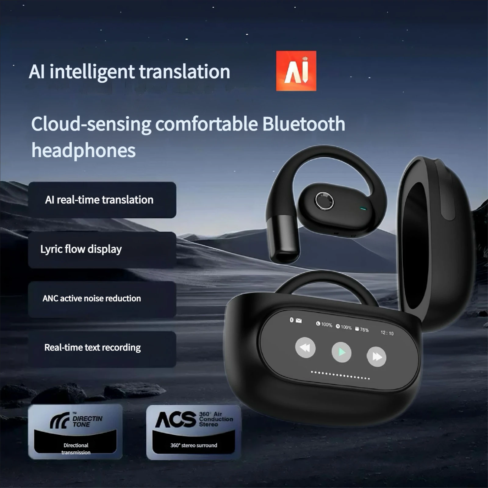 Color Touch Screen Smart Ai Translation Bluetooth Earphones Multi-Languages Simultaneous Interpretation Noise Reduction Earbuds 
Color Touch Screen Smart Ai Translation Bluetooth Earphones Multi-Languages Simultaneous Interpretation Noise Reduction Earbuds